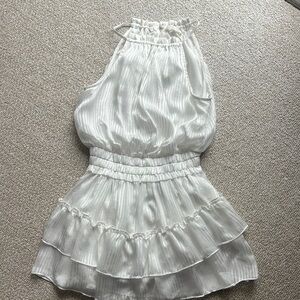 Mustard Seed White Ruffled Sleeveless Dress